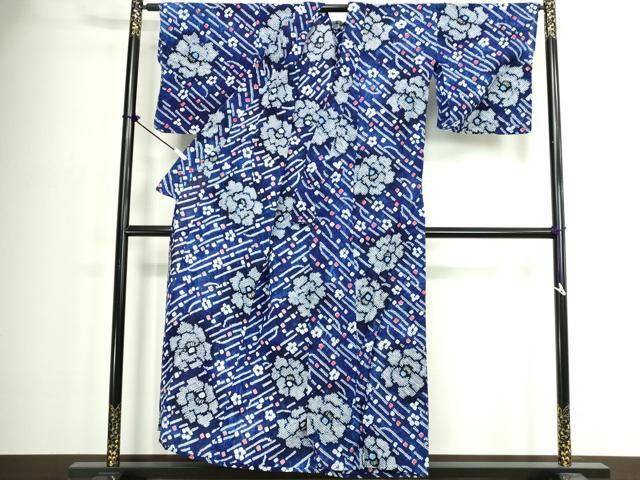 平和屋着物∴夏物　浴衣　有松鳴海絞り　舞花文　綿　逸品　DABJ4408cd