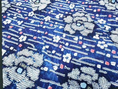 平和屋着物∴夏物　浴衣　有松鳴海絞り　舞花文　綿　逸品　DABJ4408cd