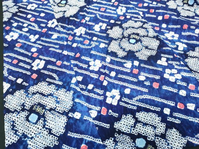 平和屋着物∴夏物　浴衣　有松鳴海絞り　舞花文　綿　逸品　DABJ4408cd