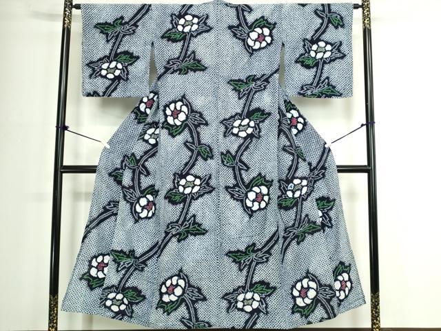 平和屋着物∴夏物　浴衣　有松鳴海絞り　枝花文　綿　逸品　DABJ4409cd