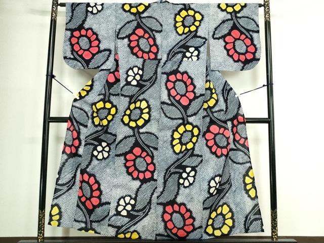 平和屋着物∴夏物　浴衣　有松鳴海絞り　枝花文　綿　逸品　DABJ4412cd