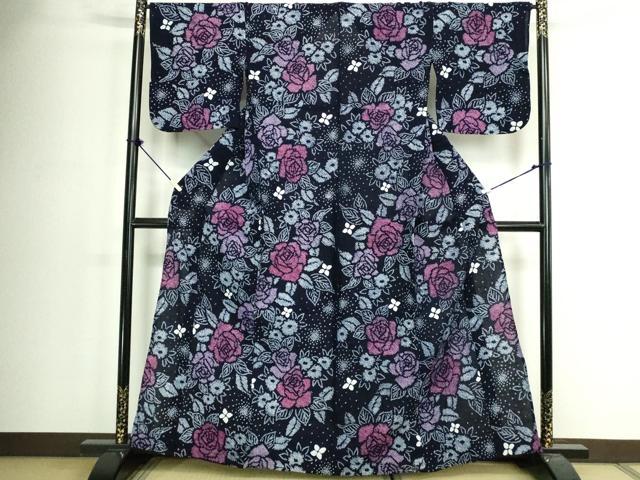 平和屋着物∴夏物　浴衣　有松鳴海絞り　薔薇　バラ　綿　逸品　DABJ4413cd