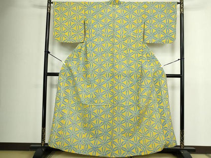 平和屋着物∴夏物　浴衣　有松鳴海絞り　麻の葉文様　綿　逸品　DABJ4416cd