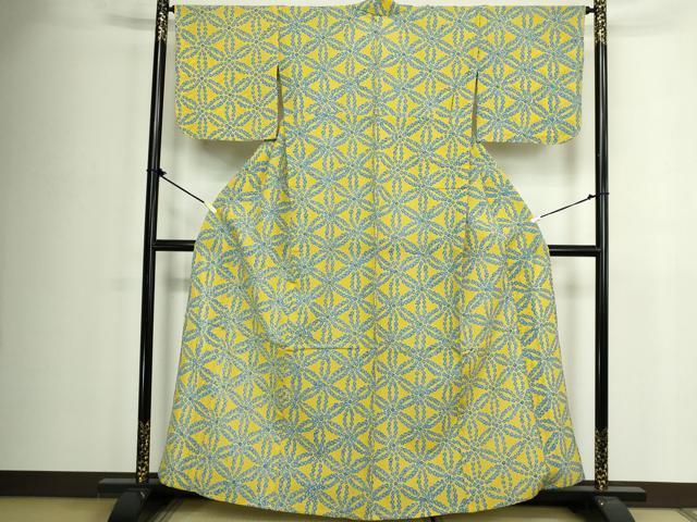平和屋着物∴夏物　浴衣　有松鳴海絞り　麻の葉文様　綿　逸品　DABJ4416cd