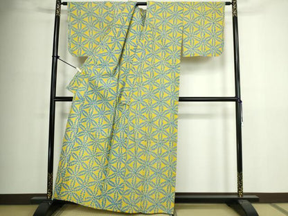 平和屋着物∴夏物　浴衣　有松鳴海絞り　麻の葉文様　綿　逸品　DABJ4416cd