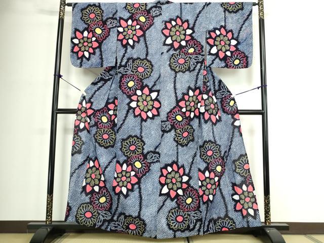 平和屋着物∴夏物　浴衣　有松鳴海絞り　枝花文　綿　逸品　未使用　DABJ4417cd