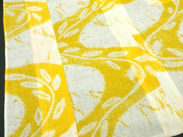 平和屋着物∴夏物　浴衣　有松鳴海絞り　流水草葉文　綿　逸品　DABJ4419cd