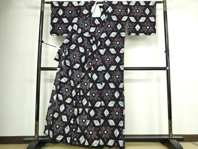 平和屋着物∴夏物　浴衣　有松鳴海絞り　舞花文　綿　逸品　DABJ4420cd