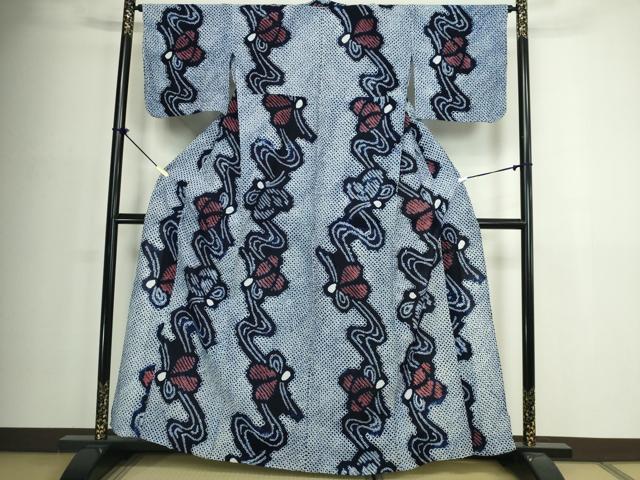 平和屋着物∴夏物　浴衣　有松鳴海絞り　流水花文　綿　逸品　DABJ4423cd