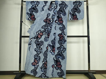 平和屋着物∴夏物　浴衣　有松鳴海絞り　流水花文　綿　逸品　DABJ4423cd