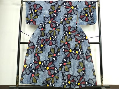 平和屋着物∴夏物　浴衣　有松鳴海絞り　枝花文　綿　逸品　DABJ4425cd