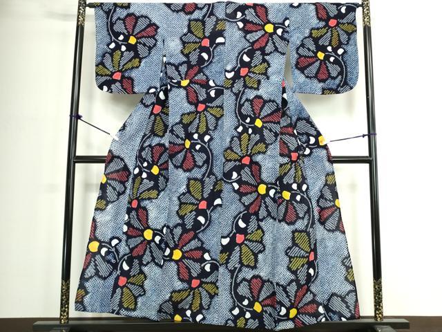 平和屋着物∴夏物　浴衣　有松鳴海絞り　枝花文　綿　逸品　DABJ4425cd