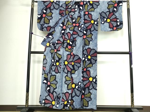 平和屋着物∴夏物　浴衣　有松鳴海絞り　枝花文　綿　逸品　DABJ4425cd