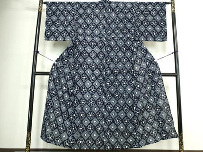 平和屋着物∴夏物　浴衣　有松鳴海絞り　菱花文　綿　逸品　DABJ4427cd