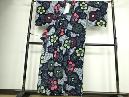 平和屋着物∴夏物　浴衣　有松鳴海絞り　舞花文　綿　逸品　DABJ4428cd