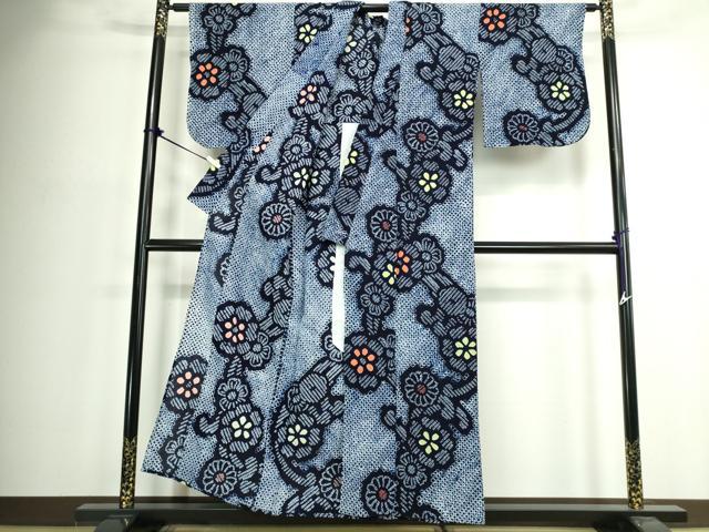 平和屋着物∴夏物　浴衣　有松鳴海絞り　枝花文　綿　逸品　DABJ4429cd