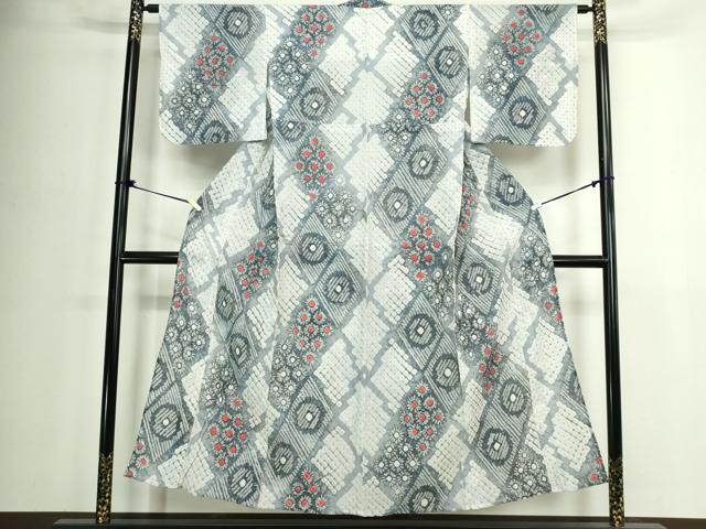 平和屋着物∴夏物　浴衣　有松鳴海絞り　菱花文　綿　逸品　DABJ4430cd