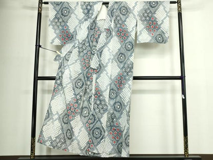 平和屋着物∴夏物　浴衣　有松鳴海絞り　菱花文　綿　逸品　DABJ4430cd