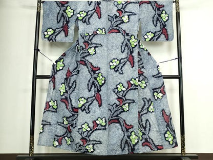 平和屋着物∴夏物　浴衣　有松鳴海絞り　枝花文　綿　逸品　DABJ4431cd