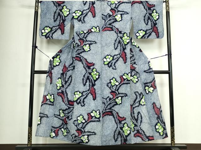 平和屋着物∴夏物　浴衣　有松鳴海絞り　枝花文　綿　逸品　DABJ4431cd