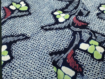 平和屋着物∴夏物　浴衣　有松鳴海絞り　枝花文　綿　逸品　DABJ4431cd