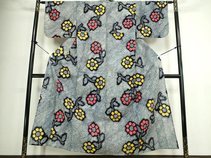 平和屋着物∴夏物　浴衣　有松鳴海絞り　舞花文　綿　逸品　DABJ4435cd