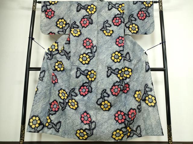 平和屋着物∴夏物　浴衣　有松鳴海絞り　舞花文　綿　逸品　DABJ4435cd