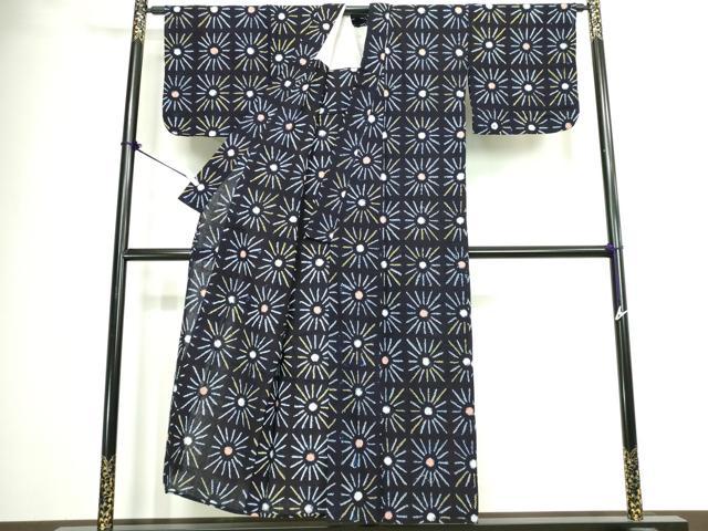 平和屋着物∴夏物　浴衣　有松鳴海絞り　舞花文　綿　逸品　DABJ4437cd