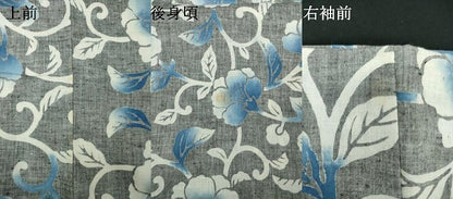 平和屋着物∴夏物　浴衣　注染　手縫い　花唐草文　綿　逸品　DABJ4438cd
