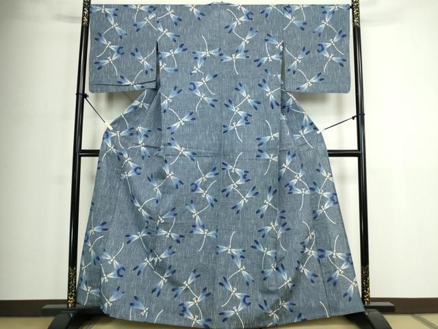 平和屋着物∴夏物　浴衣　注染　トンボ　綿　逸品　DABJ4440cd