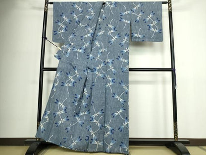 平和屋着物∴夏物　浴衣　注染　トンボ　綿　逸品　DABJ4440cd