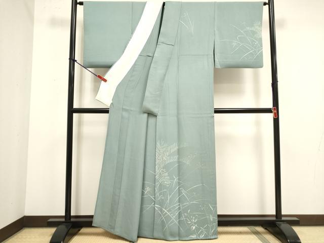 平和屋着物▽訪問着　単衣　草花文　正絹　逸品　DABJ4446cd