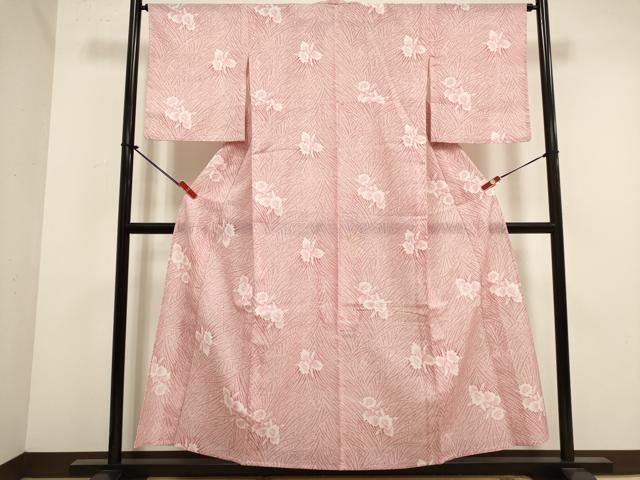 平和屋着物＊夏物　小紋　紗　草花文　蘭　DABJ4455cd