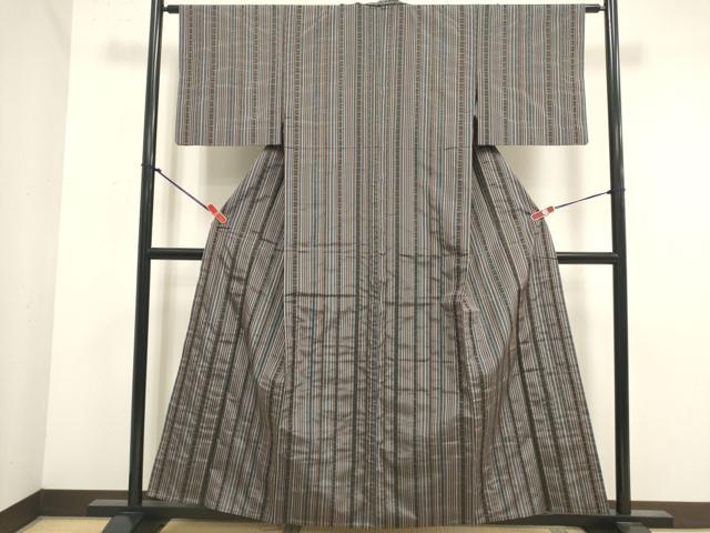 平和屋着物▽上質な紬　単衣　花間道　正絹　逸品　DABJ4460cd