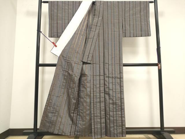 平和屋着物▽上質な紬　単衣　花間道　正絹　逸品　DABJ4460cd