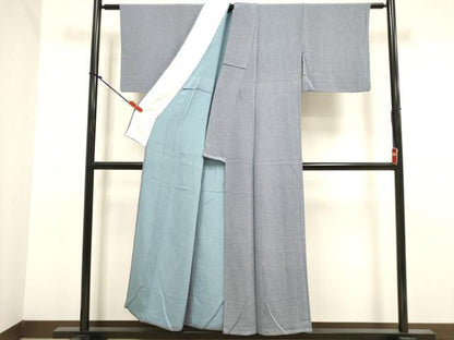 平和屋着物▽江戸小紋　単衣　鮫小紋柄　鬼しぼ縮緬　正絹　逸品　DABJ4465cd