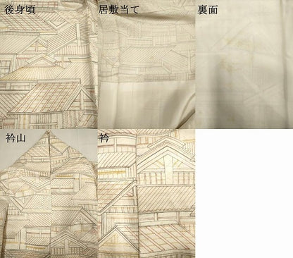 平和屋着物▽上質な小紋　単衣　風景文　正絹　逸品　DABJ4469cd