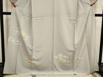 平和屋着物▽訪問着　単衣　友禅　流水松文　宝尽くし　正絹　逸品　DABJ4475cd