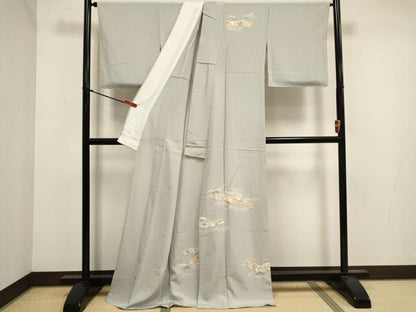 平和屋着物▽訪問着　単衣　友禅　流水松文　宝尽くし　正絹　逸品　DABJ4475cd
