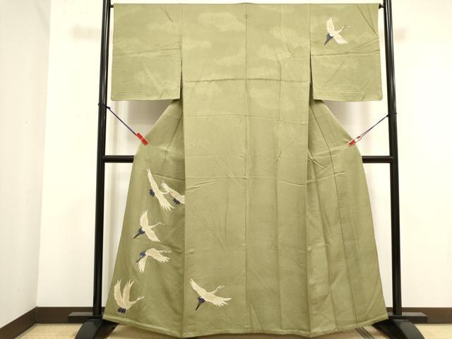 平和屋着物▽訪問着　単衣　飛鶴文　正絹　逸品　DABJ4476cd