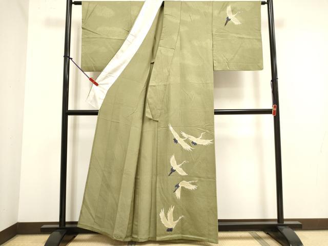 平和屋着物▽訪問着　単衣　飛鶴文　正絹　逸品　DABJ4476cd