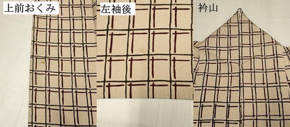 平和屋着物▽上質な小紋　単衣　変わり格子　お召縮緬　正絹　逸品　DABJ4483cd