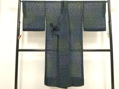 平和屋着物▽道中着　スリーシーズン　春夏秋　塵除け　流水花文　ロング丈　正絹　逸品　DABJ4491cd