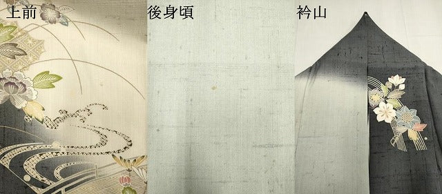 平和屋着物▽染織の名門　しょうざん　生紬　訪問着　単衣　草花文　正絹　逸品　DABJ4495cd