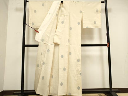 平和屋着物▽結城紬　単衣　80亀甲　飛び亀甲柄　正絹　逸品　DABJ4501cd