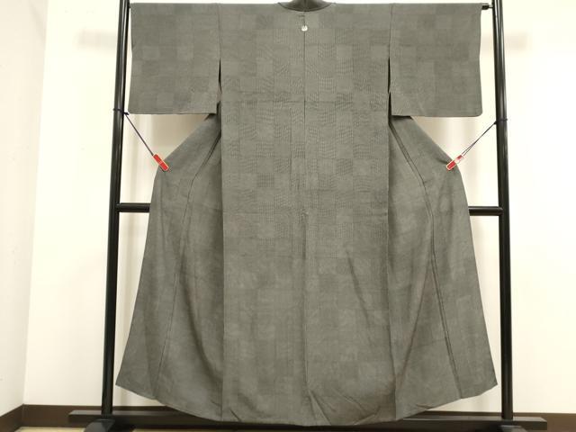平和屋着物▽小紋師　宍戸陵　江戸小紋　単衣　行儀　角通し　黒地　正絹　逸品　DABJ4505cd
