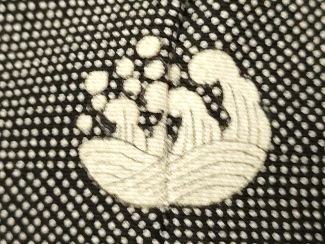 平和屋着物▽小紋師　宍戸陵　江戸小紋　単衣　行儀　角通し　黒地　正絹　逸品　DABJ4505cd