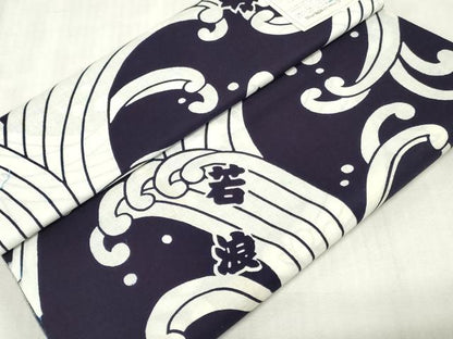 平和屋着物＊夏物　浴衣　反物　着尺　注染　東京本染　四股名　立波文　綿　逸品　未使用　DABJ4532zy
