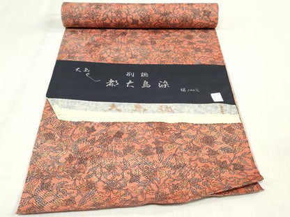 平和屋着物▼小紋　反物　着尺　都大島染　大島織　更沙花文　逸品　未使用　DABJ4561zy