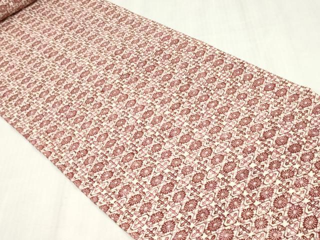 平和屋着物▼羽織・コート　反物　羽尺　型染め　花菱文　逸品　未使用　DABJ4566zy